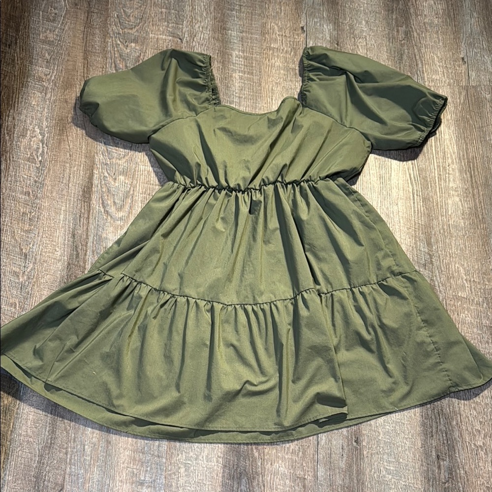 Elegant Olive Midi Dress - Picture 8 of 8